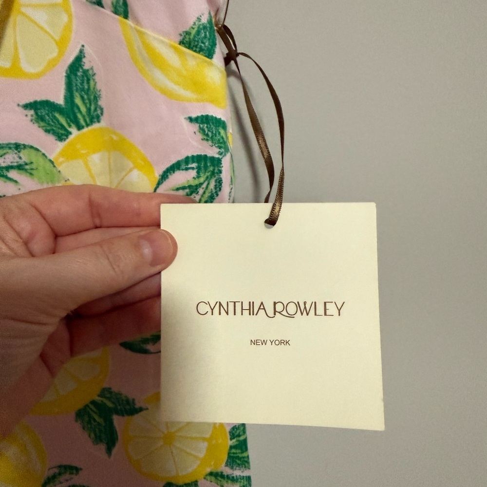 Cynthia Rowley Pink Lemon Print Shift Dress Size 12 NWT Resort Garden Party - Picture 7 of 7